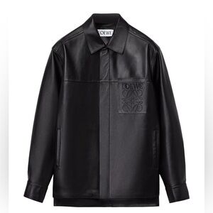 Loewe men’s leather patch overshirt jacket